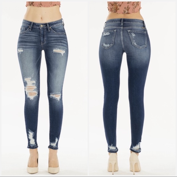 Med Rise Medium Wash Distressed Jeans - Picture 2 of 8